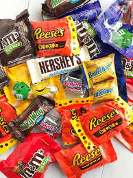 pile of chocolate candy bars for halloween 